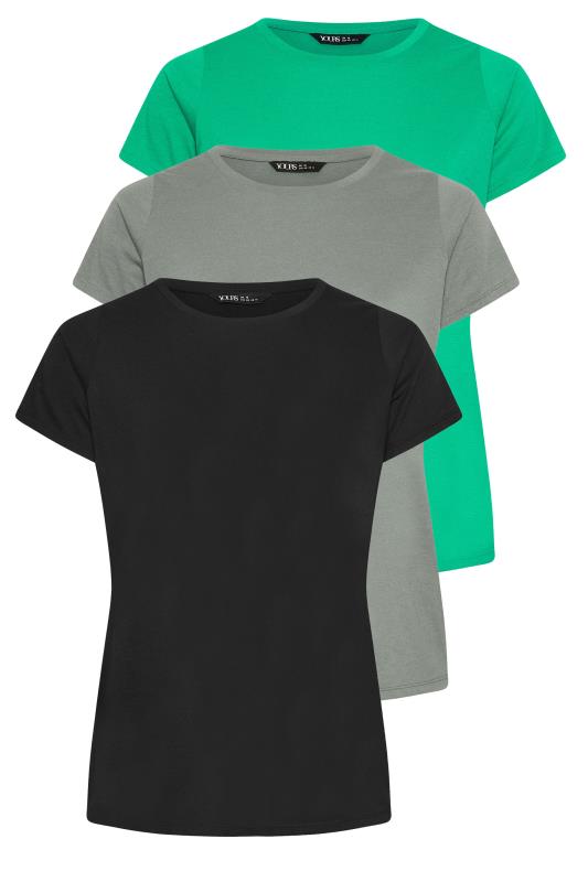 YOURS 3 PACK Plus Size Black & Green Core T-Shirts | Yours Clothing 8