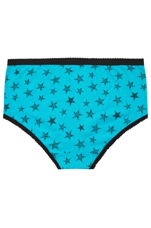 YOURS Plus Size 5 PACK Black & Blue Animal Star Print Full Briefs | Yours Clothing 8