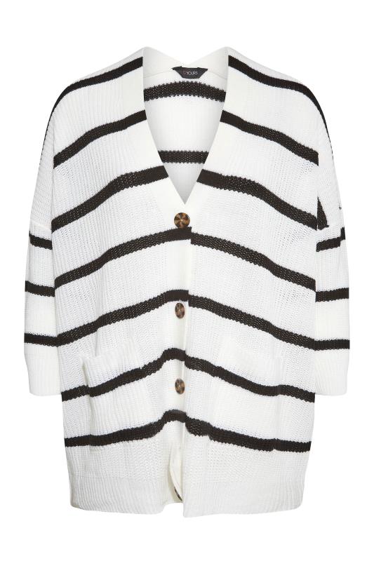 White Stripe Mono Button Knitted Cardigan_F.jpg