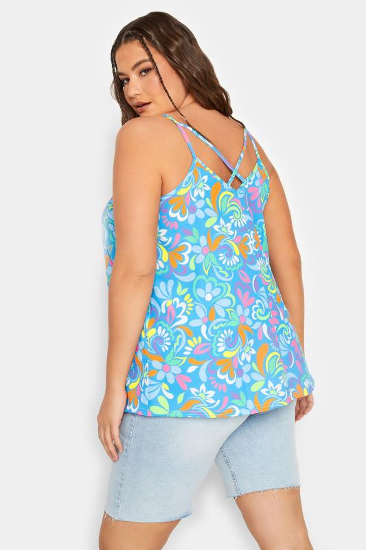 LIMITED COLLECTION Curve Plus Size Blue Abstract Swirl Print Cami Top | Yours Clothing  3