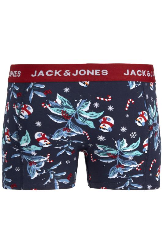 JACK & JONES Big & Tall 3 PACK Navy Blue Snowman Print Boxers | BadRhino 3