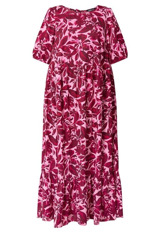 YOURS Plus Size Pink Floral Smock Maxi Dress | Yours Clothing 5