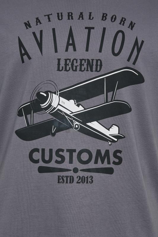KAM Big & Tall 2 PACK Grey & Navy Blue Aviation Printed T-Shirts | BadRhino 3