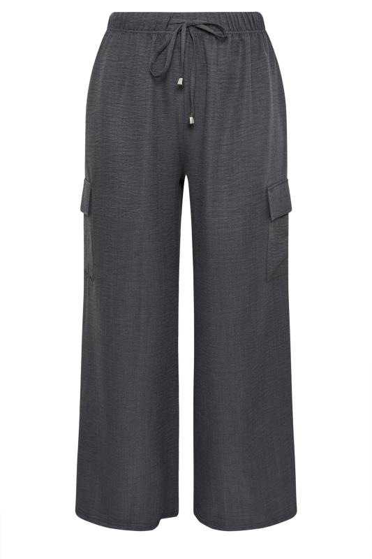 YOURS Plus Size Grey Linen Look Cargo Trousers | Yours Clothing 5