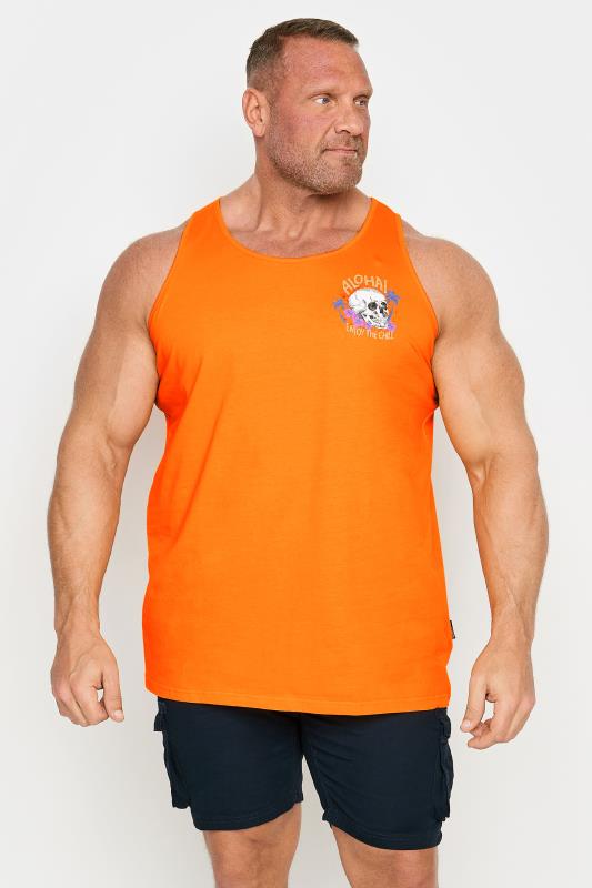 Men's  BadRhino Big & Tall Orange 'Aloha' Skull Vest Top