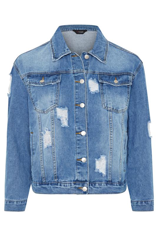 Blue Distressed Western Denim Jacket | Yours Clothing 6