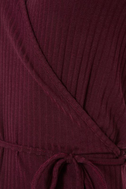 LTS Burgundy Red Ribbed Wrap Top 7
