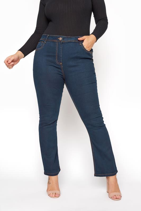 Plus Size Bootcut Jeans YOURS Curve Indigo Blue Stretch Bootcut ISLA Jeans