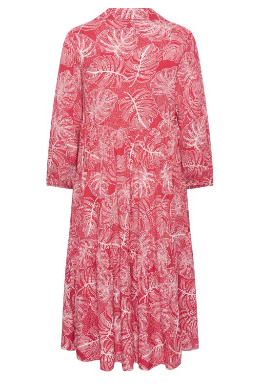 YOURS Curve Plus Size Red Leaf Print Shirt Dress | Yours Clothing  7