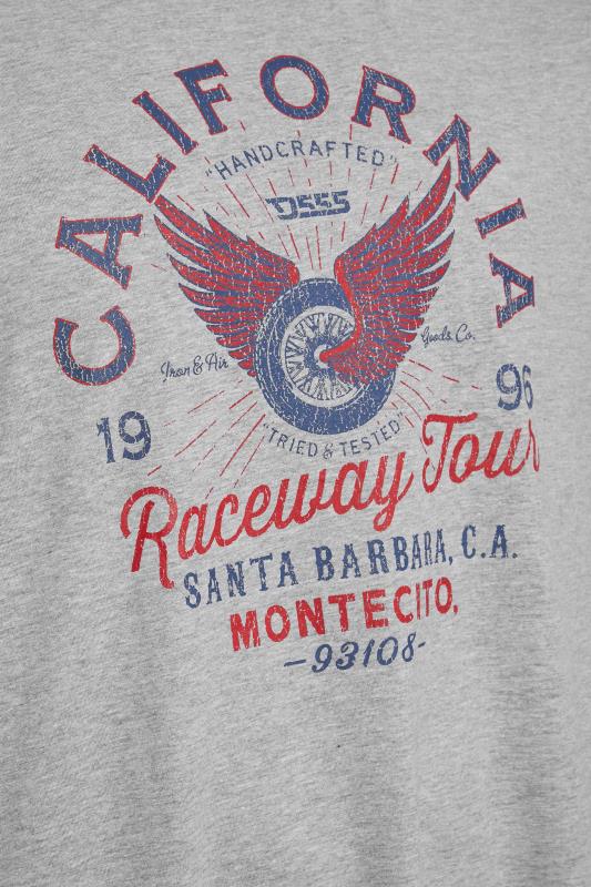 D555 Big & Tall Grey 'Raceway Tour' Printed T-Shirt 2