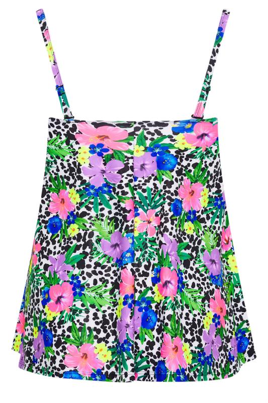 YOURS Plus Size White Floral Dalmatian Print Tankini Top | Yours Clothing 10
