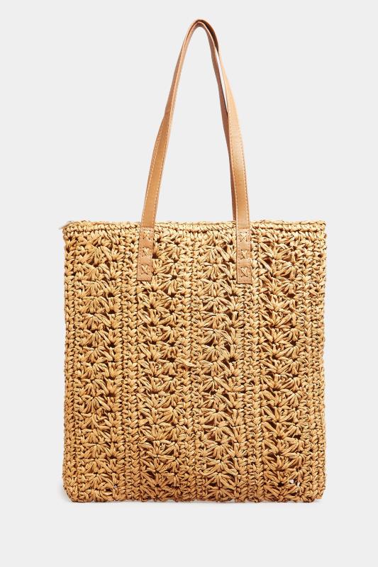 Beige Brown Straw Tote Bag | Yours Clothing 1