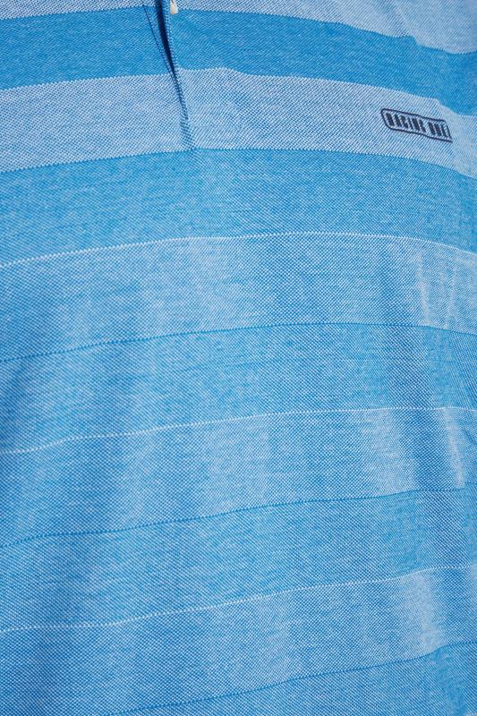 RAGING BULL Big & Tall Blue Birdseye Stripe Print Polo Shirt 4