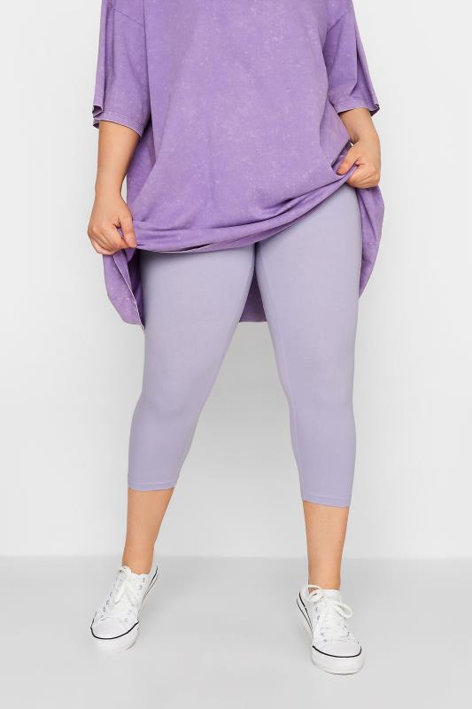 Plus Size  YOURS Curve Lilac Purple Cropped Leggings