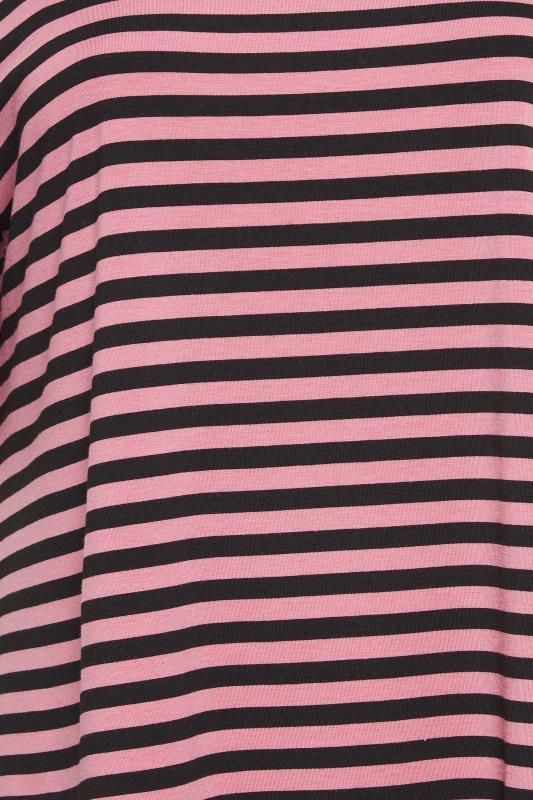 YOURS Plus Size Pink Stripe Print Oversized T-Shirt | Yours Clothing 4