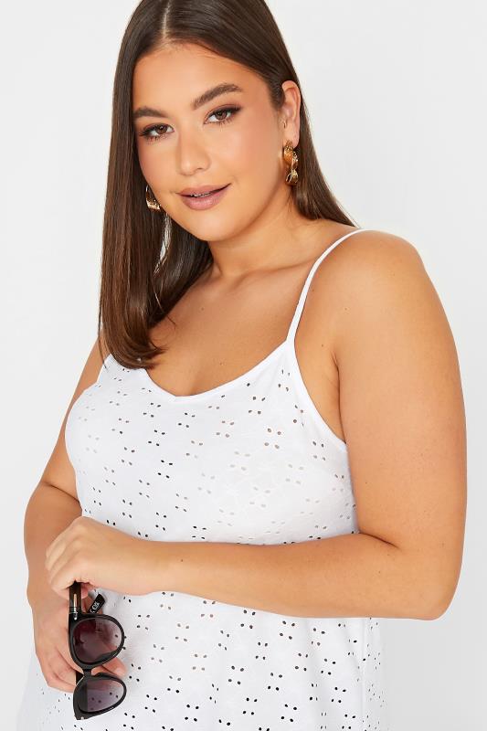 LIMITED COLLECTION Plus Size White Broderie Anglaise Cami Vest Top | Yours Clothing 6