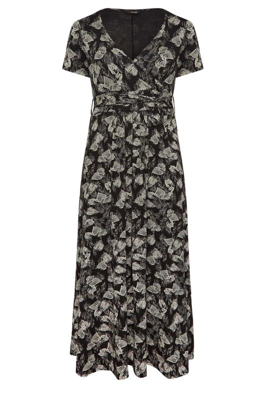 YOURS Plus Size Black Floral Wrap Tie Waist Maxi Dress | Yours Clothing 6