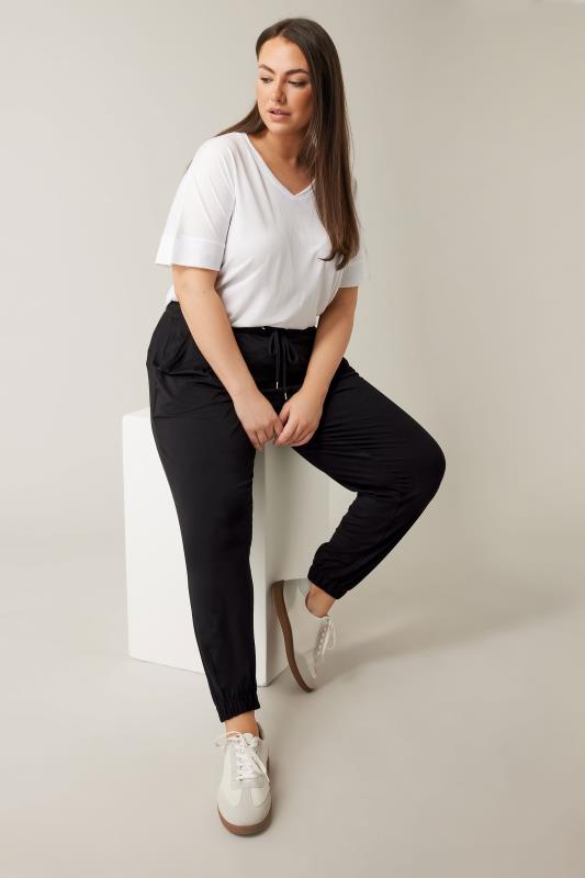 EVANS Plus Size Black Jersey Tapered Trousers | Evans   5