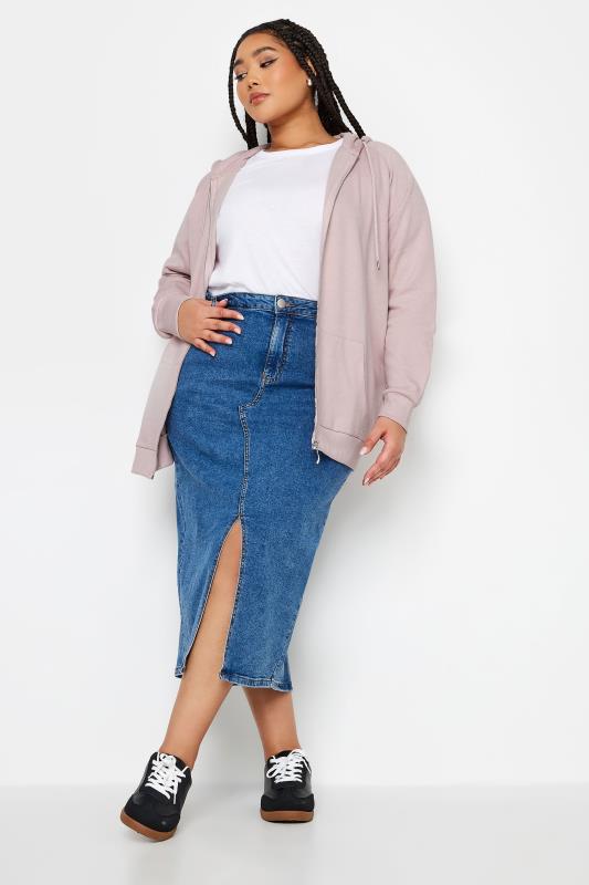 YOURS Plus Size Dusty Pink Zip Through Hoodie | Yours Clothing 3