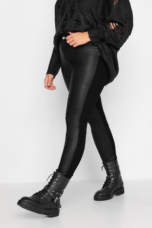 Plus Size Black Half Coated Skinny Stretch AVA Jeans | Yours Clothing 1