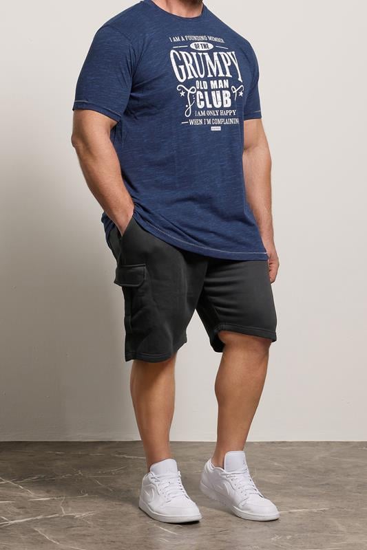  D555 Big & Tall Short cargo noir à taille élastique
