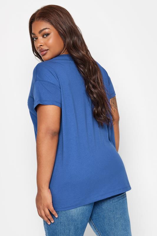 YOURS Plus Size Cobalt Blue 'Boston' Slogan T-Shirt | Yours Clothing 4