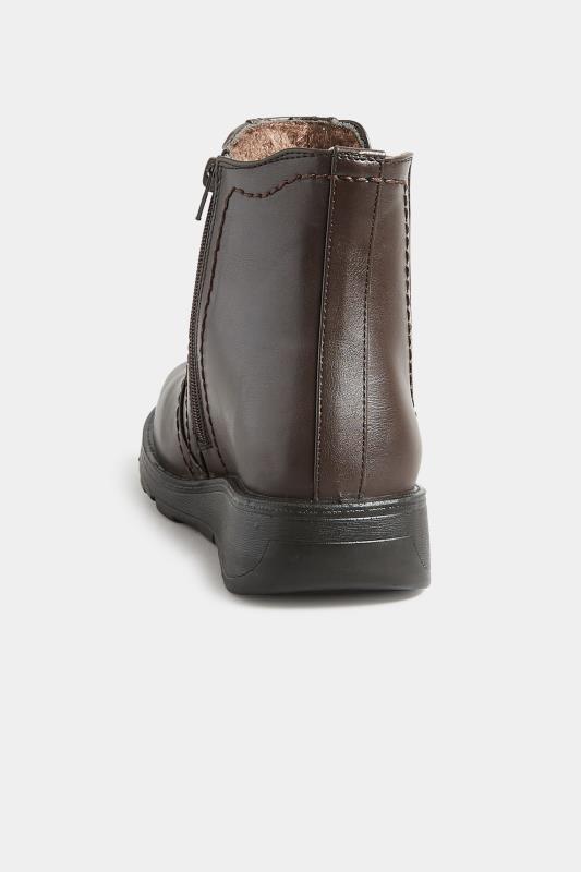 Brown Wedge Chelsea Boots In Extra Wide EEE Fit | Yours Clothing 4