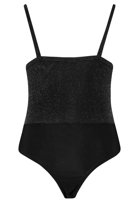 LIMITED COLLECTION Curve Black & Silver Glitter Ruched Bodysuit | Yours Clothing 7