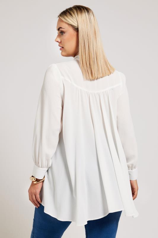 YOURS LONDON Plus Size White Tie Neck Blouse | Yours Clothing 5