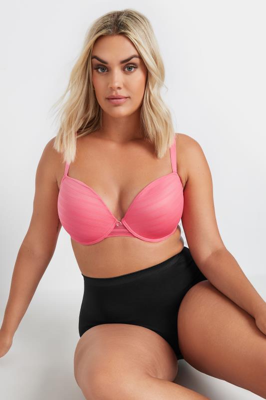 YOURS Plus Size 2 PACK Black & Pink Padded Underwired T-Shirt Bras | Yours Clothing  2