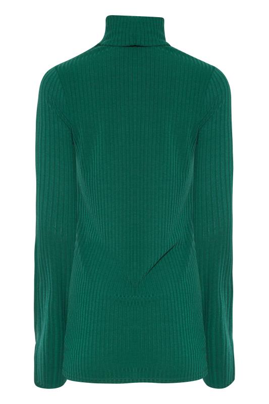 LTS Tall Emerald Green Ribbed Roll Neck Top 7