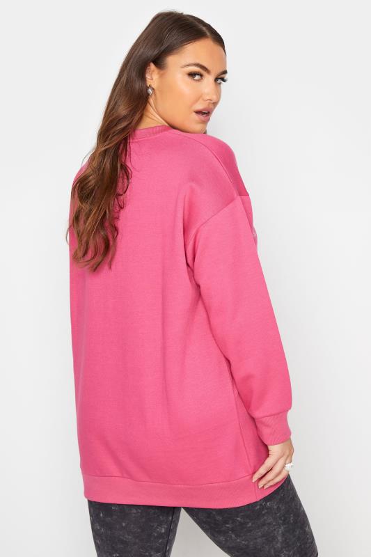 Curve Hot Pink 'New York' Slogan Sweatshirt 3