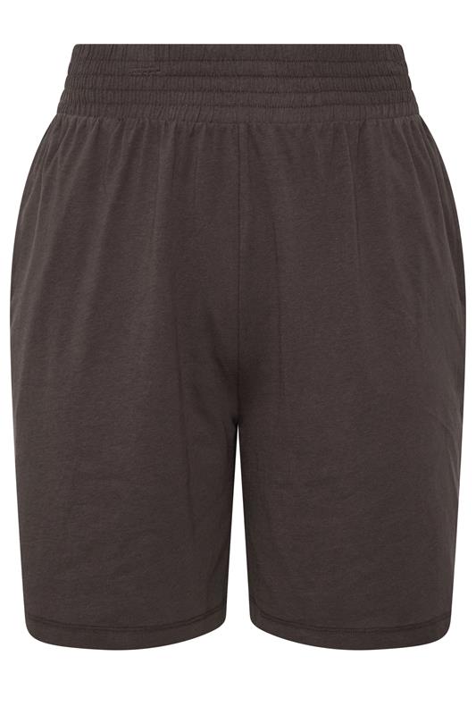 YOURS Plus Size Brown Shirred Waist Shorts | Yours Clothing 7