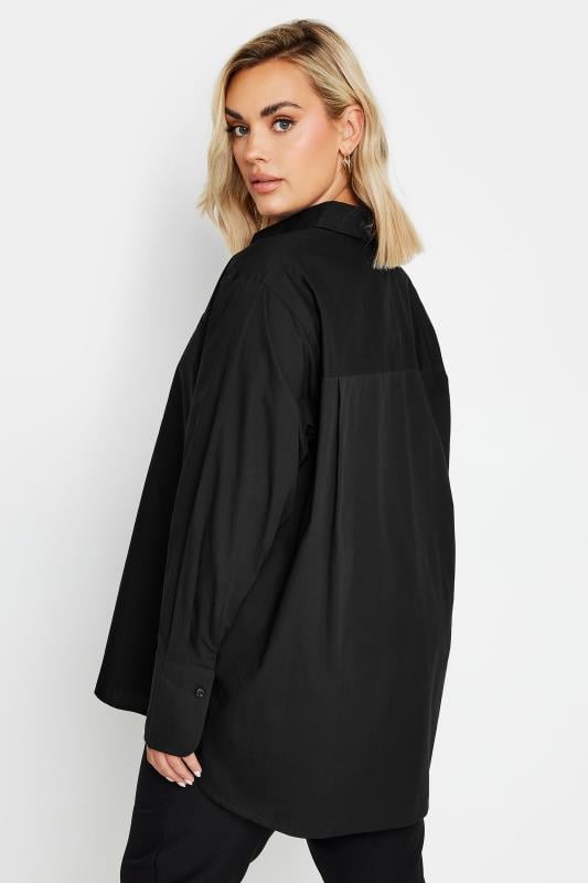 YOURS Plus Size Black Oversized Cotton Shirt | Yours Clothing 3