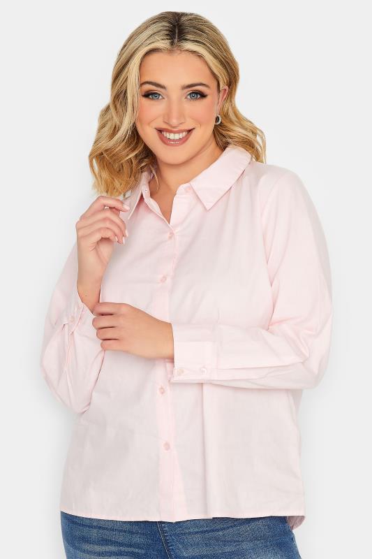 YOURS PETITE Plus Size Pink Fitted Cotton Shirt | Yours Clothing 1