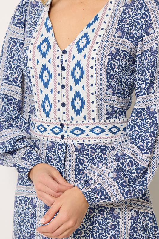 LTS Tall Women's Blue Tile Print Button Maxi Dress | Long Tall Sally 4