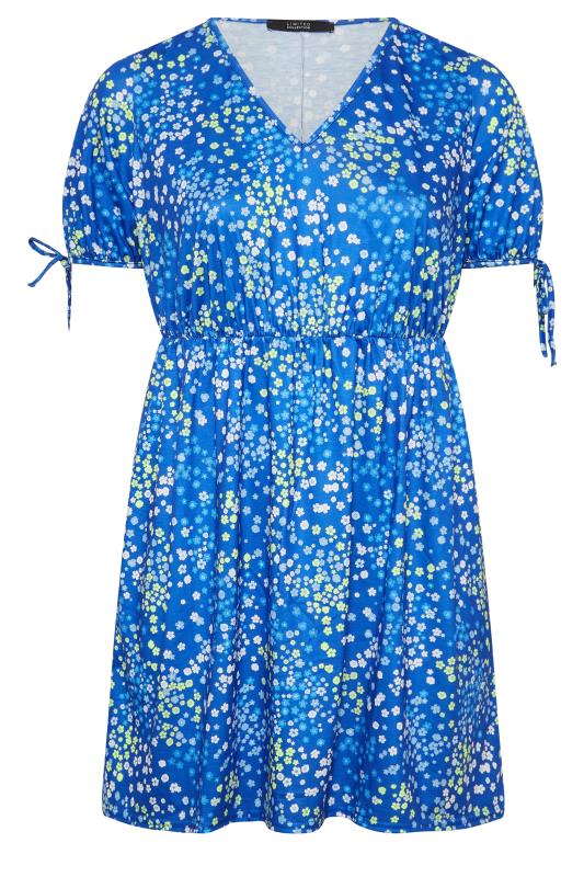 LIMITED COLLECTION Plus Size Curve Blue Ditsy Print Smock Dress | Yours Clothing  8