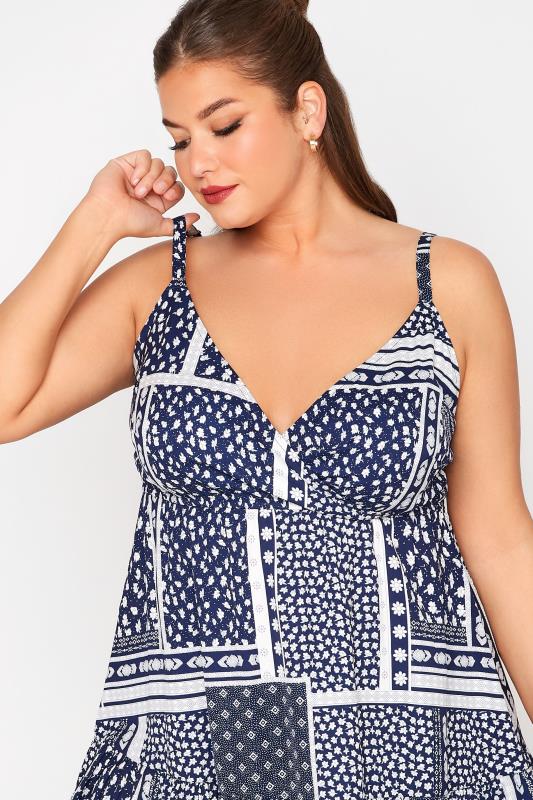 LIMITED COLLECTION Plus Size Navy Blue Paisley Print Wrap Cami Top | Yours Clothing 4