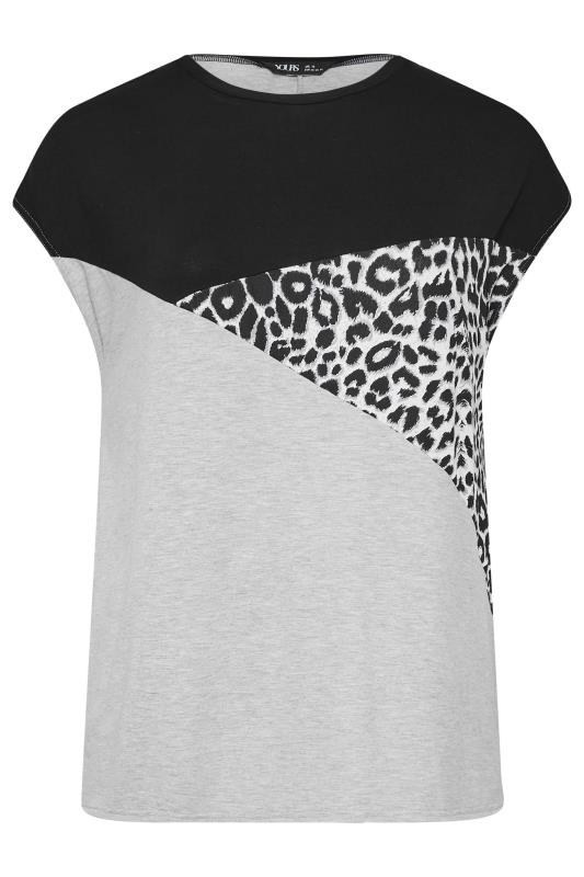 LIMITED COLLECTION Plus Size Black Leopard Print Colour Block T-Shirt | Yours Clothing  8