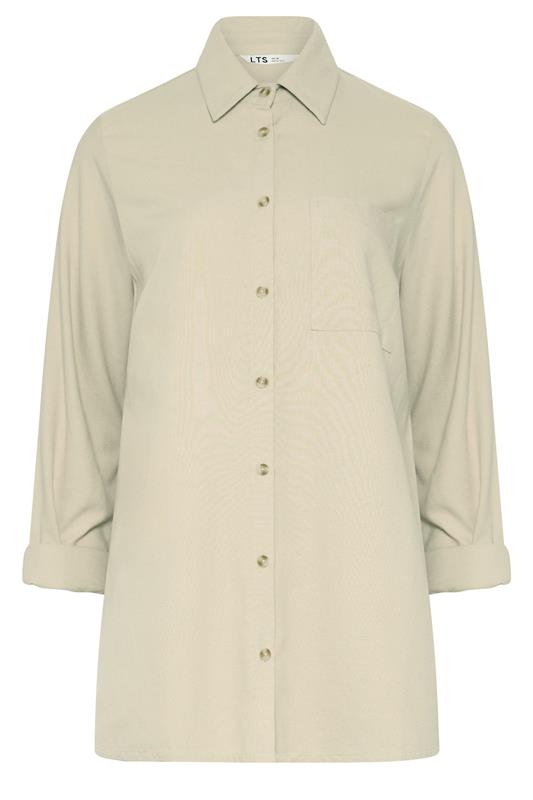 LTS Tall Women's Natural Brown Linen Long Sleeve Shirt | Long Tall Sally  6