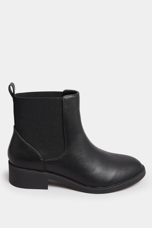 Black Faux Leather Elasticated Chelsea Boots In Wide E Fit | Yours Clothing