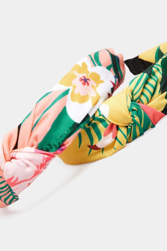Pink Tropical Print Knot Headband | Yours Clothing  5