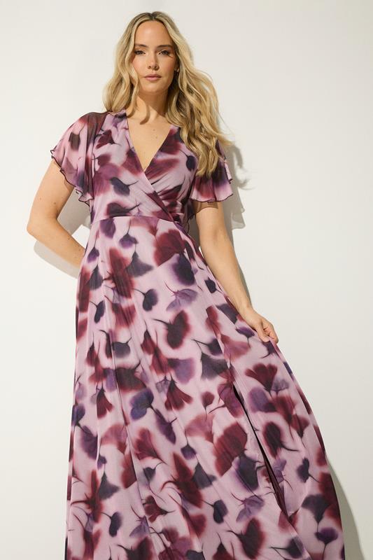 LTS Tall Women's Pink Floral Mesh Wrap Maxi Dress | Long Tall Sally 1