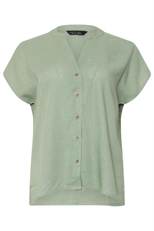 M&Co Sage Green Button Through Linen Blouse | M&Co 5