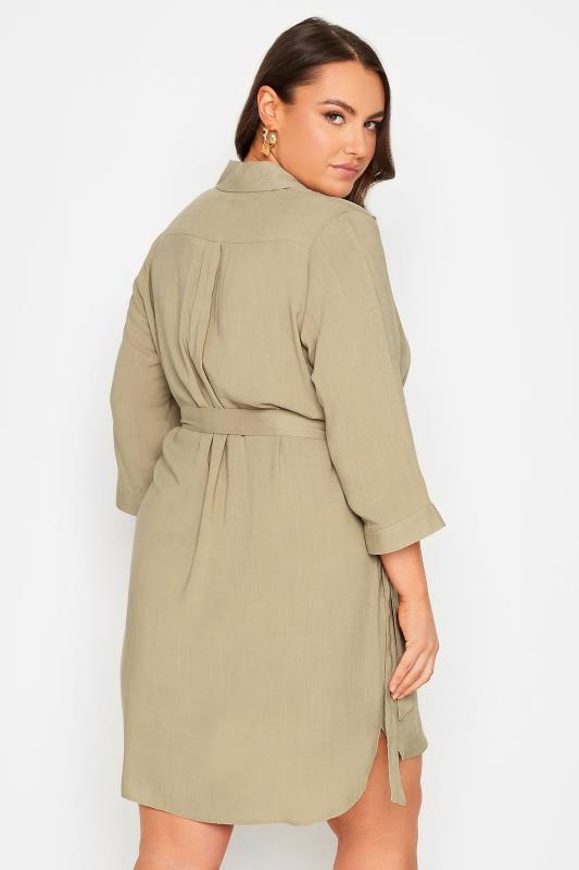 YOURS Plus Size Beige Brown Tie Waist Tunic Shirt | Yours Clothing 3