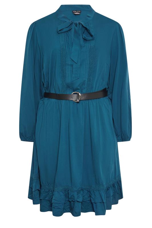 Avenue Teal Blue Smock Shirt Dress | Evans 1