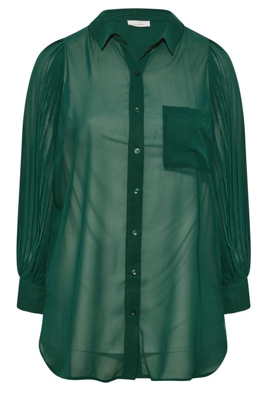 Plus Size YOURS LONDON Green Pleat Sleeve Shirt | Yours Clothing 6