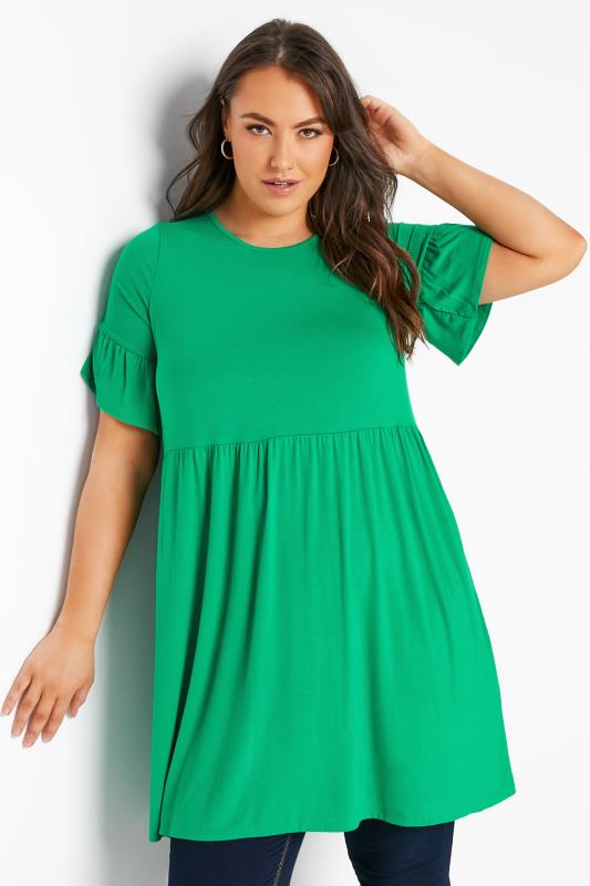 Plus Size  Curve Green Smock Tunic Dress