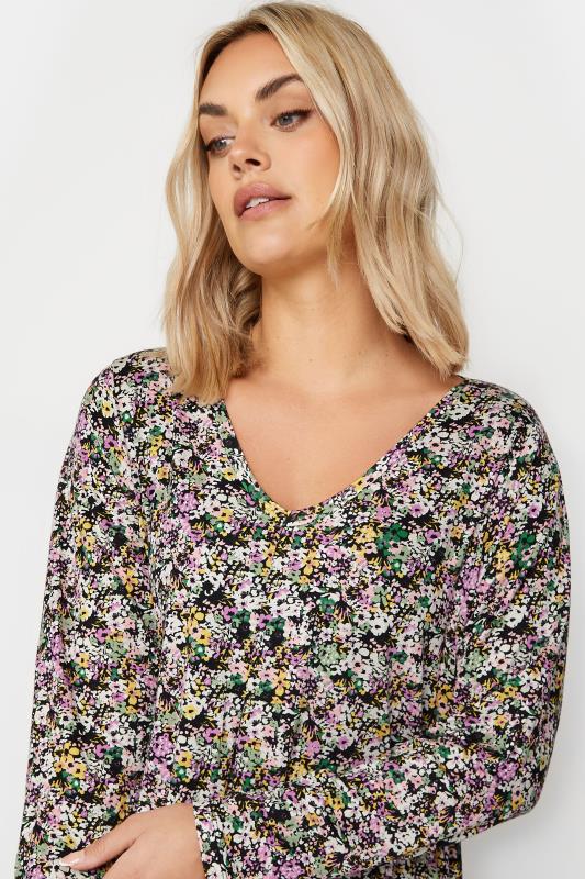 YOURS Plus Size Purple Ditsy Floral Mini Dress | Yours Clothing 4
