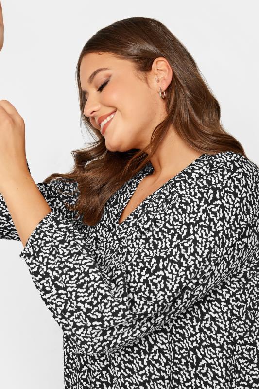 YOURS Plus Size Black Animal Markings Print Balloon Sleeve Top | Yours Clothing 5